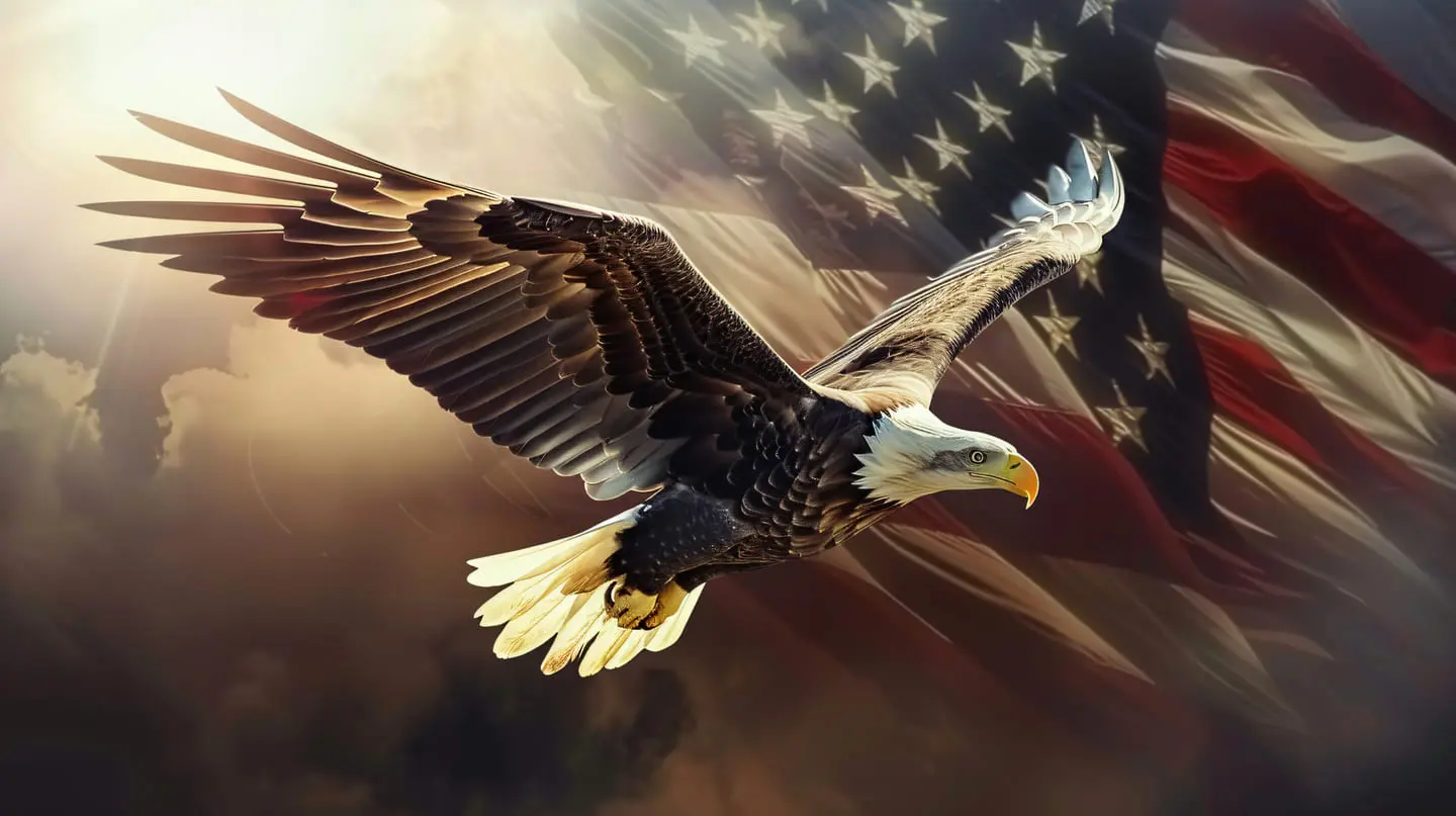 eagle and US flag